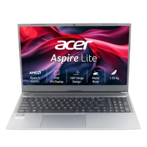acer smartchoice aspire lite, amd ryzen 5 5625u processor, 16 gb/512 gb, full hd, 15.6"/39.62 cm, windows 11 home, steel gray, 1.59 kg, al15 41, metal body, thin and light laptop